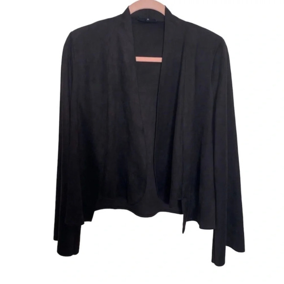 Olivaceous Suede Blazer Open Front Wide Flare Sleeves Black Size Small - Picture 1 of 15